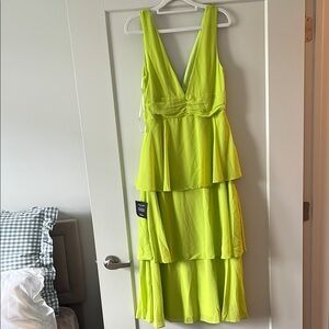 Vibrant Green Sleeveless Layered Dress